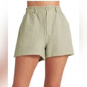 Bella Dahl Callie Ruffle shorts linen blend NWT size medium muted army
